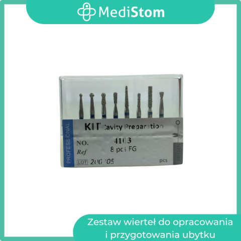 Zestaw wierteł diamentowych do opracowania ubytku Zestaw wierteł diamentowych do opracowania ubytku