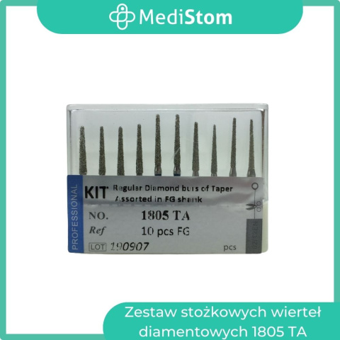 Zestaw wierteł diamentowych na turbinę (stożek) 1805TA Zestaw wierteł diamentowych na turbinę (stożek) 1805TA