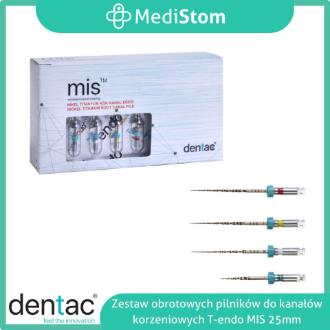 Zestaw obrotowych pilników do kanałów T-endo MIS, długość 25mm, cz. I Zestaw obrotowych pilników do kanałów T-endo MIS, długość 25mm, cz. I