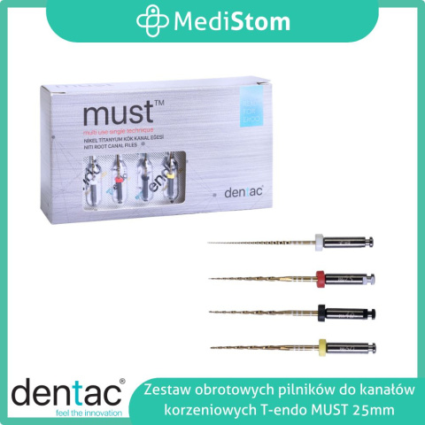 Zestaw reciprokalnych pilników do kanałów T-endo MUST, długość 25mm Zestaw reciprokalnych pilników do kanałów T-endo MUST, długość 25mm